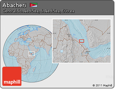Gray Location Map of Abacheri, hill shading