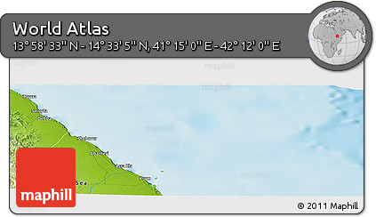 Physical Panoramic Map of the Area around 14° 15' 49" N, 41° 43' 30" E
