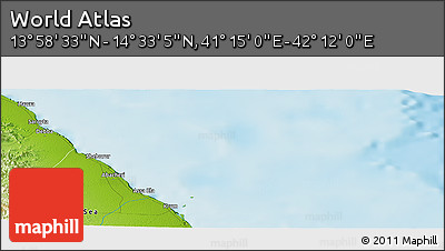 Physical Panoramic Map of the Area around 14° 15' 49" N, 41° 43' 30" E