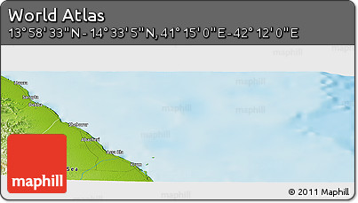 Physical Panoramic Map of the Area around 14° 15' 49" N, 41° 43' 30" E