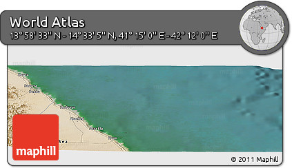 Satellite Panoramic Map of the Area around 14° 15' 49" N, 41° 43' 30" E