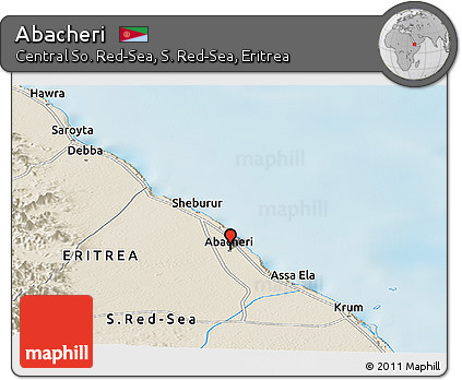 Shaded Relief Panoramic Map of Abacheri