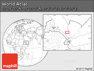 Blank Location Map of the Area around 14° 15' 49" N, 42° 34' 30" E