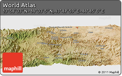 Satellite Panoramic Map of the Area around 14° 15' 49" N, 44° 16' 29" E