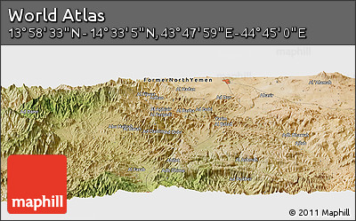 Satellite Panoramic Map of the Area around 14° 15' 49" N, 44° 16' 29" E