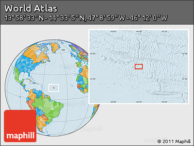 Political Location Map of the Area around 14° 15' 49" N, 46° 40' 29" W