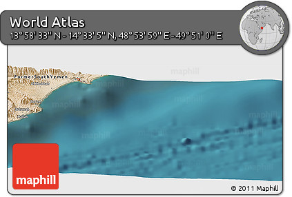 Satellite Panoramic Map of the Area around 14° 15' 49" N, 49° 22' 30" E