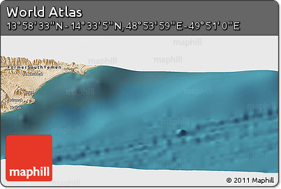 Satellite Panoramic Map of the Area around 14° 15' 49" N, 49° 22' 30" E
