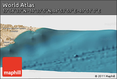 Satellite Panoramic Map of the Area around 14° 15' 49" N, 49° 22' 30" E