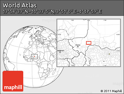 Blank Location Map of the Area around 14° 15' 49" N, 4° 19' 30" E