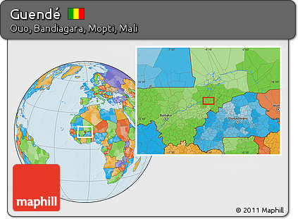 Political Location Map of Guendé