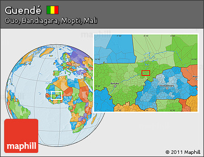 Political Location Map of Guendé