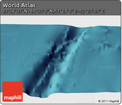 Satellite 3D Map of the Area around 14° 15' 49" N, 51° 55' 29" E