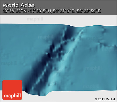 Satellite 3D Map of the Area around 14° 15' 49" N, 51° 55' 29" E