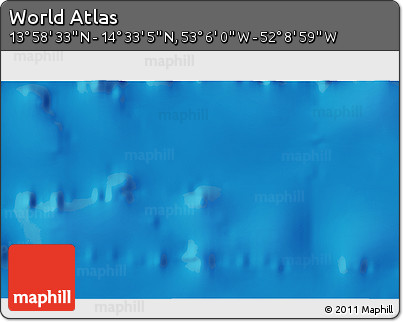 Physical 3D Map of the Area around 14° 15' 49" N, 52° 37' 30" W