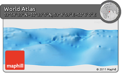 Physical Panoramic Map of the Area around 14° 15' 49" N, 53° 37' 30" E