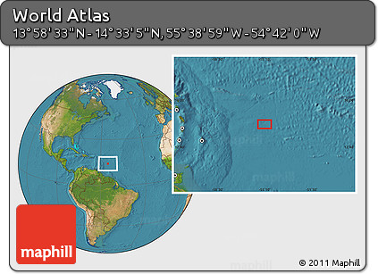 Satellite Location Map of the Area around 14° 15' 49" N, 55° 10' 29" W