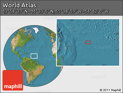 Satellite Location Map of the Area around 14° 15' 49" N, 55° 10' 29" W