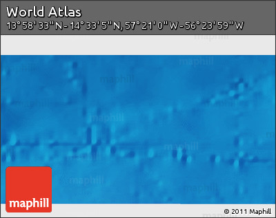 Physical 3D Map of the Area around 14° 15' 49" N, 56° 52' 30" W