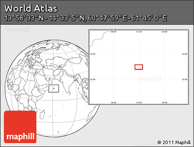 Blank Location Map of the Area around 14° 15' 49" N, 61° 16' 29" E
