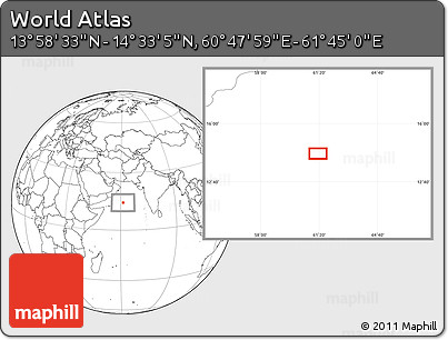 Blank Location Map of the Area around 14° 15' 49" N, 61° 16' 29" E