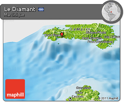 Physical Panoramic Map of Le Diamant