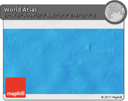 Physical 3D Map of the Area around 14° 15' 49" N, 62° 58' 30" E