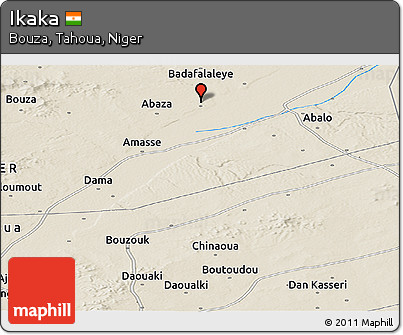 Shaded Relief Panoramic Map of Ikaka