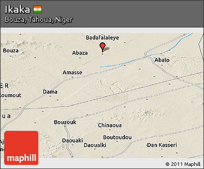 Shaded Relief Panoramic Map of Ikaka