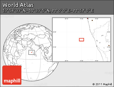 Blank Location Map of the Area around 14° 15' 49" N, 71° 28' 29" E