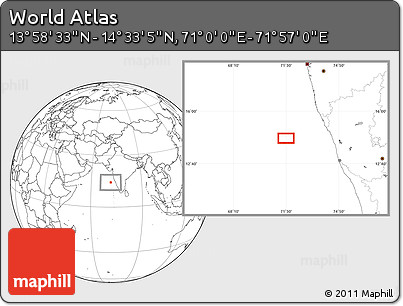 Blank Location Map of the Area around 14° 15' 49" N, 71° 28' 29" E