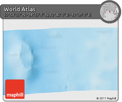 Shaded Relief 3D Map of the Area around 14° 15' 49" N, 73° 10' 30" E