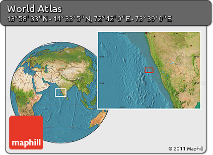 Satellite Location Map of the Area around 14° 15' 49" N, 73° 10' 30" E