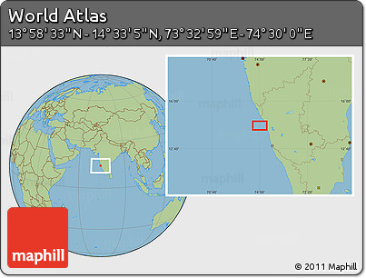 Savanna Style Location Map of the Area around 14° 15' 49" N, 74° 1' 30" E