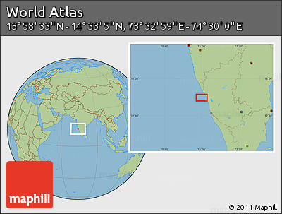 Savanna Style Location Map of the Area around 14° 15' 49" N, 74° 1' 30" E