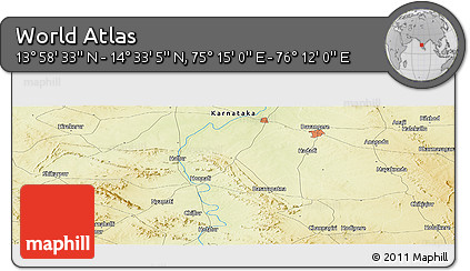 Physical Panoramic Map of the Area around 14° 15' 49" N, 75° 43' 29" E