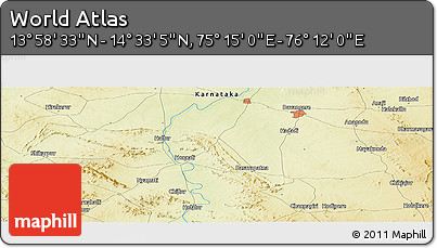 Physical Panoramic Map of the Area around 14° 15' 49" N, 75° 43' 29" E