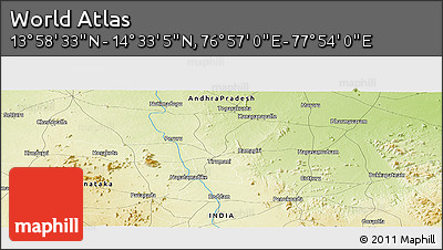 Physical Panoramic Map of the Area around 14° 15' 49" N, 77° 25' 30" E