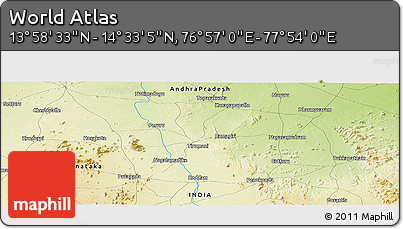 Physical Panoramic Map of the Area around 14° 15' 49" N, 77° 25' 30" E