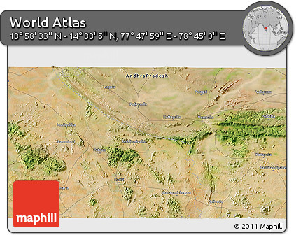 Satellite 3D Map of the Area around 14° 15' 49" N, 78° 16' 30" E