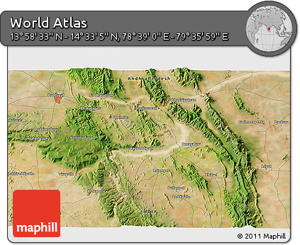 Satellite 3D Map of the Area around 14° 15' 49" N, 79° 7' 30" E