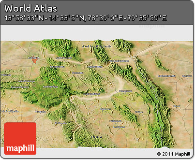 Satellite 3D Map of the Area around 14° 15' 49" N, 79° 7' 30" E
