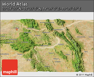 Satellite 3D Map of the Area around 14° 15' 49" N, 79° 7' 30" E