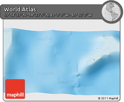Physical 3D Map of the Area around 14° 15' 49" N, 80° 40' 30" W