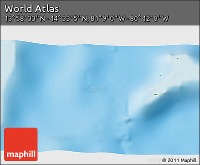 Physical 3D Map of the Area around 14° 15' 49" N, 80° 40' 30" W