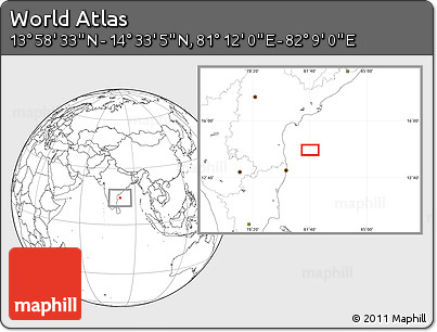 Blank Location Map of the Area around 14° 15' 49" N, 81° 40' 30" E