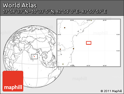 Blank Location Map of the Area around 14° 15' 49" N, 83° 22' 30" E