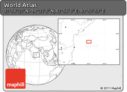 Blank Location Map of the Area around 14° 15' 49" N, 83° 22' 30" E