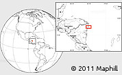 Blank Location Map of the area around 14° 15' 49" N, 83° 13' 29" W