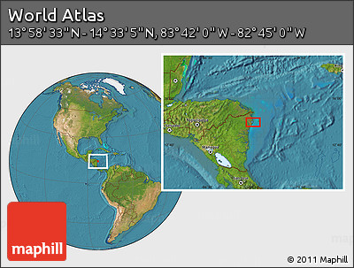 Satellite Location Map of the Area around 14° 15' 49" N, 83° 13' 29" W